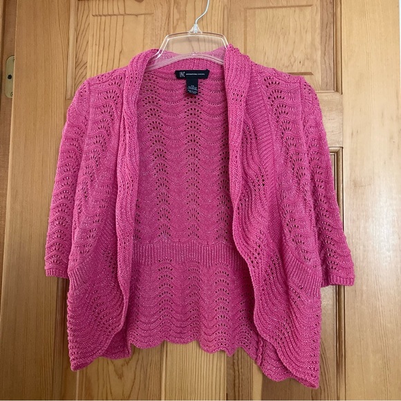 INC International Concepts Pink Glitter Cardigan Sweater, XS - Picture 1 of 4